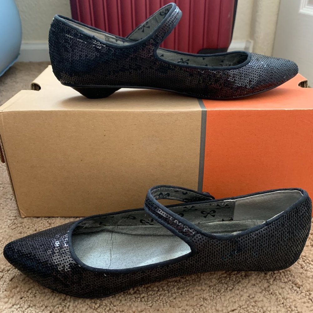 Dollhouse Black Point-Toe Strapped Shoes